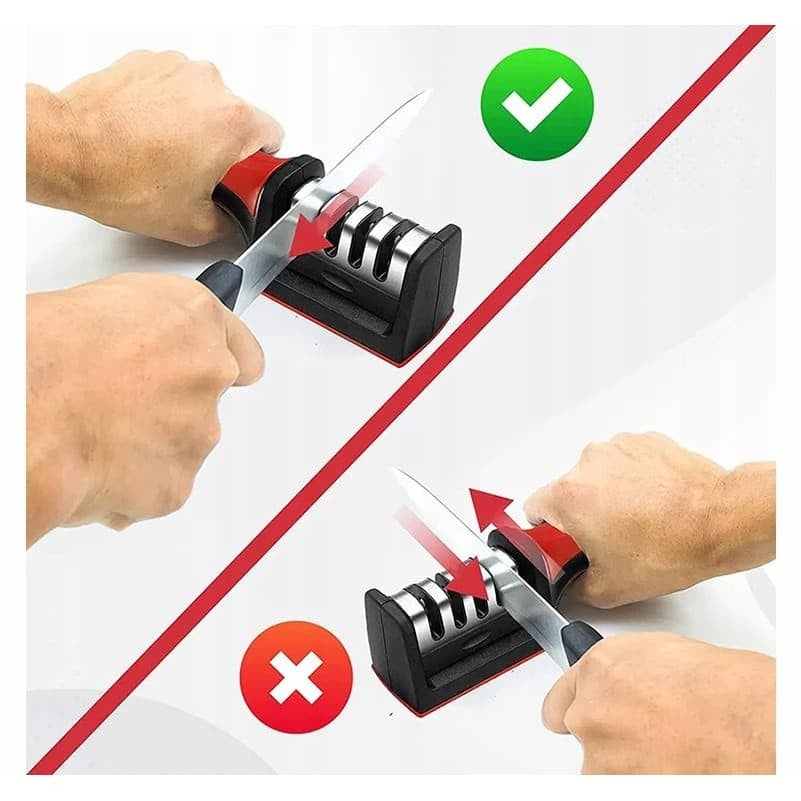 Ascuțitor Cuțite 3 în 1 Profesional | Pentru Cuțite Și Foarfeci | 3 Trepte Ascuțire | Bază Antiderapantă | Lamă Detașabilă