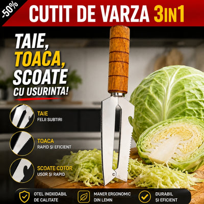 Cuțit de Varză 3 în 1 Profesional | Cuțitul Gospodinei | Rezistent | Ascuțit