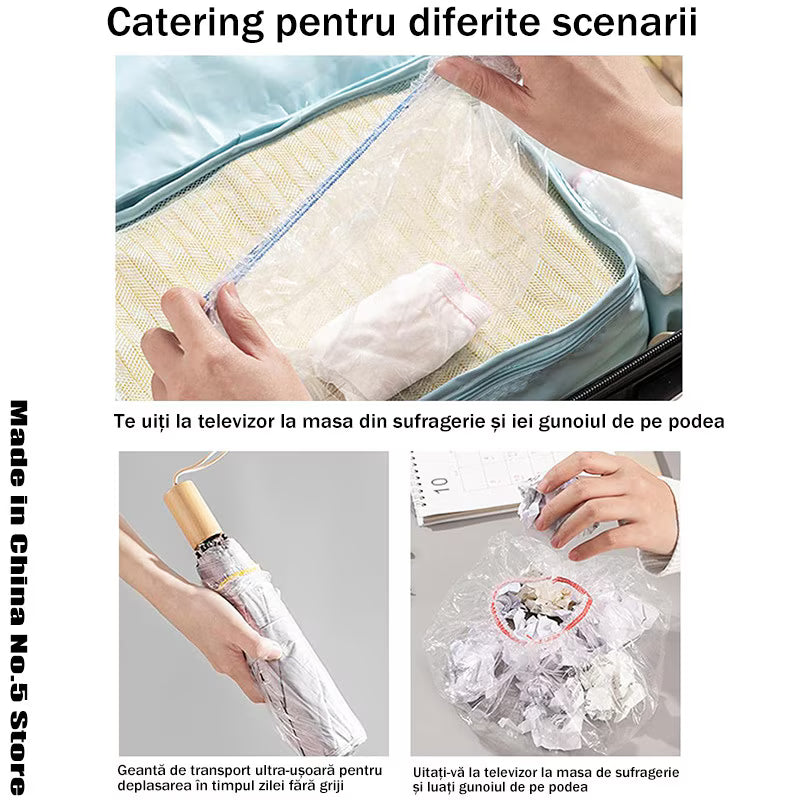 Set 100 Folii Alimentare cu Elastic, Pungi Reutilizabile pentru Alimente, Transparent