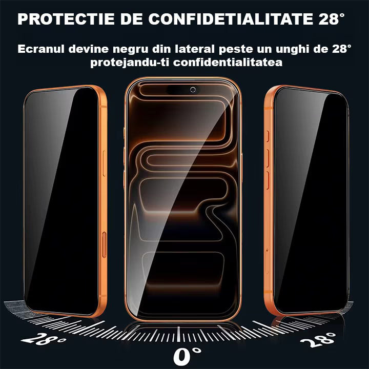 Folie Sticlă Privacy pentru iPhone și Samsung – Nimeni Nu-ți Mai Vede Ecranul, Se Aplică Singură
