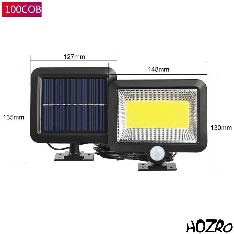 Lampă Solară de Perete HOZRO SL-F100, 100 LED-uri COB, Senzor de Mișcare și Telecomandă