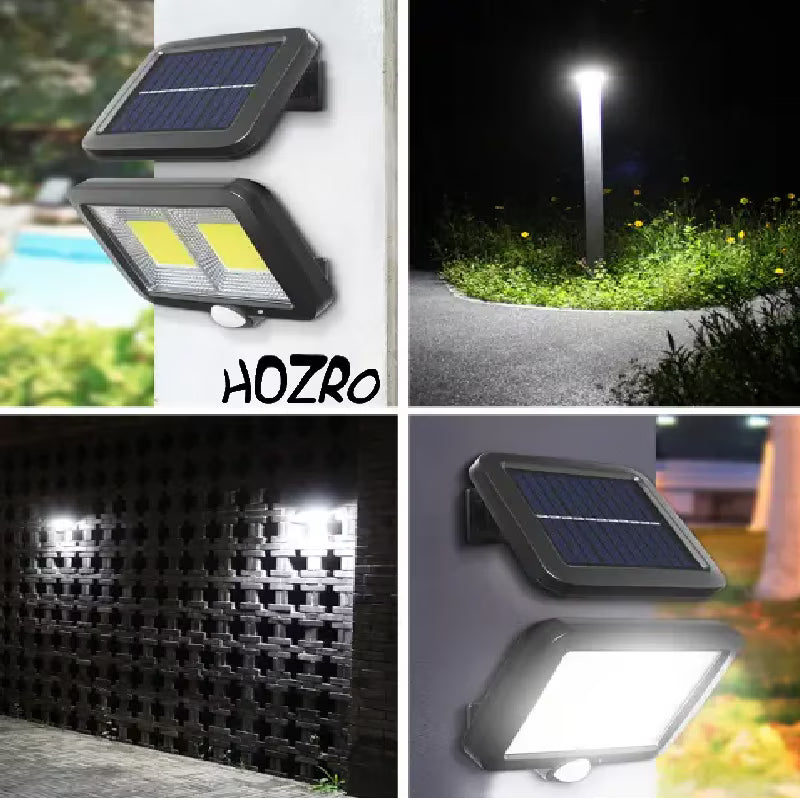 Lampă Solară de Perete HOZRO SL-F100, 100 LED-uri COB, Senzor de Mișcare și Telecomandă