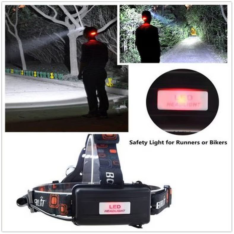 Lanternă Frontală 3 LED Cree XML-T6, 6000 Lumeni, 2 Acumulatori 18650