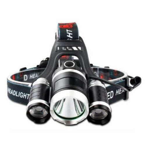 Lanternă Frontală 3 LED Cree XML-T6, 6000 Lumeni, 2 Acumulatori 18650