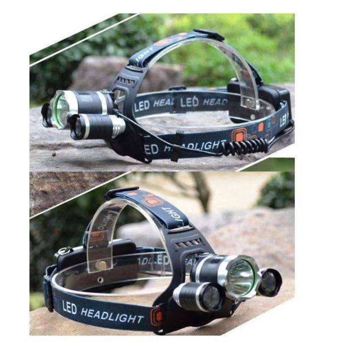 Lanternă Frontală 3 LED Cree XML-T6, 6000 Lumeni, 2 Acumulatori 18650