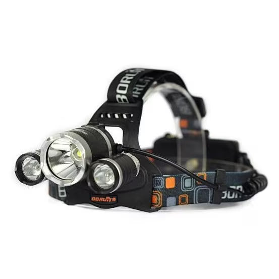 Lanternă Frontală 3 LED Cree XML-T6, 6000 Lumeni, 2 Acumulatori 18650