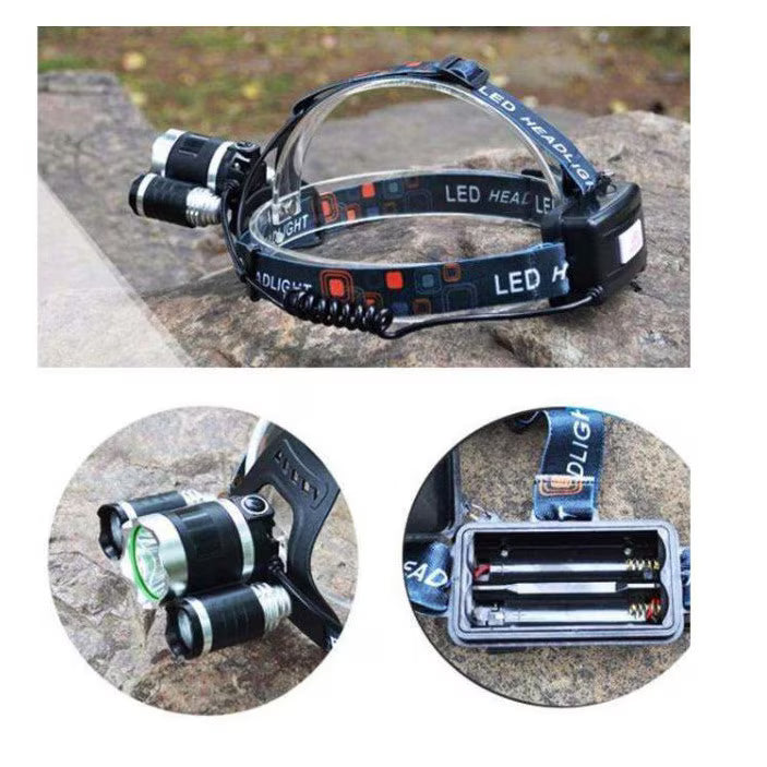 Lanternă Frontală 3 LED Cree XML-T6, 6000 Lumeni, 2 Acumulatori 18650