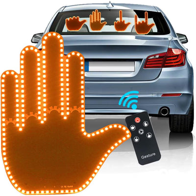 Lampă LED Auto cu Gesturi (STOP, Mulțumesc, Deget Mijlociu) + Telecomandă