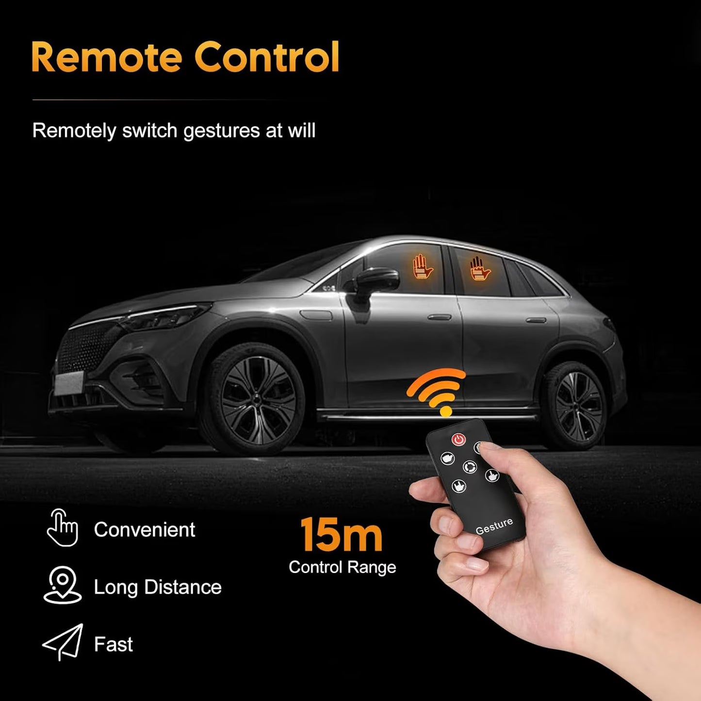 Lampă LED Auto cu Gesturi (STOP, Mulțumesc, Deget Mijlociu) + Telecomandă