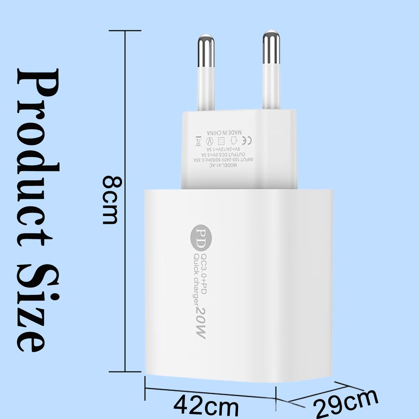 Încărcător Priză Rapid 20W, 2 Porturi USB-C + USB, Alb