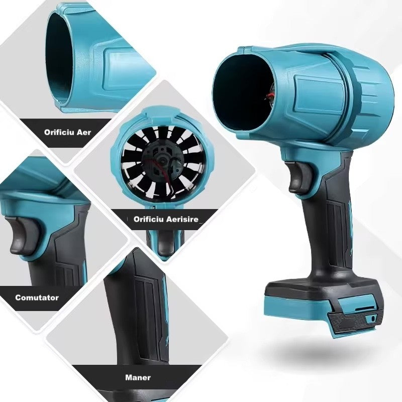 Suflantă Multifuncțională Portabilă 48V, 25.000 RPM, 2 Acumulatori - Zăpadă, Frunze și Uscare Auto