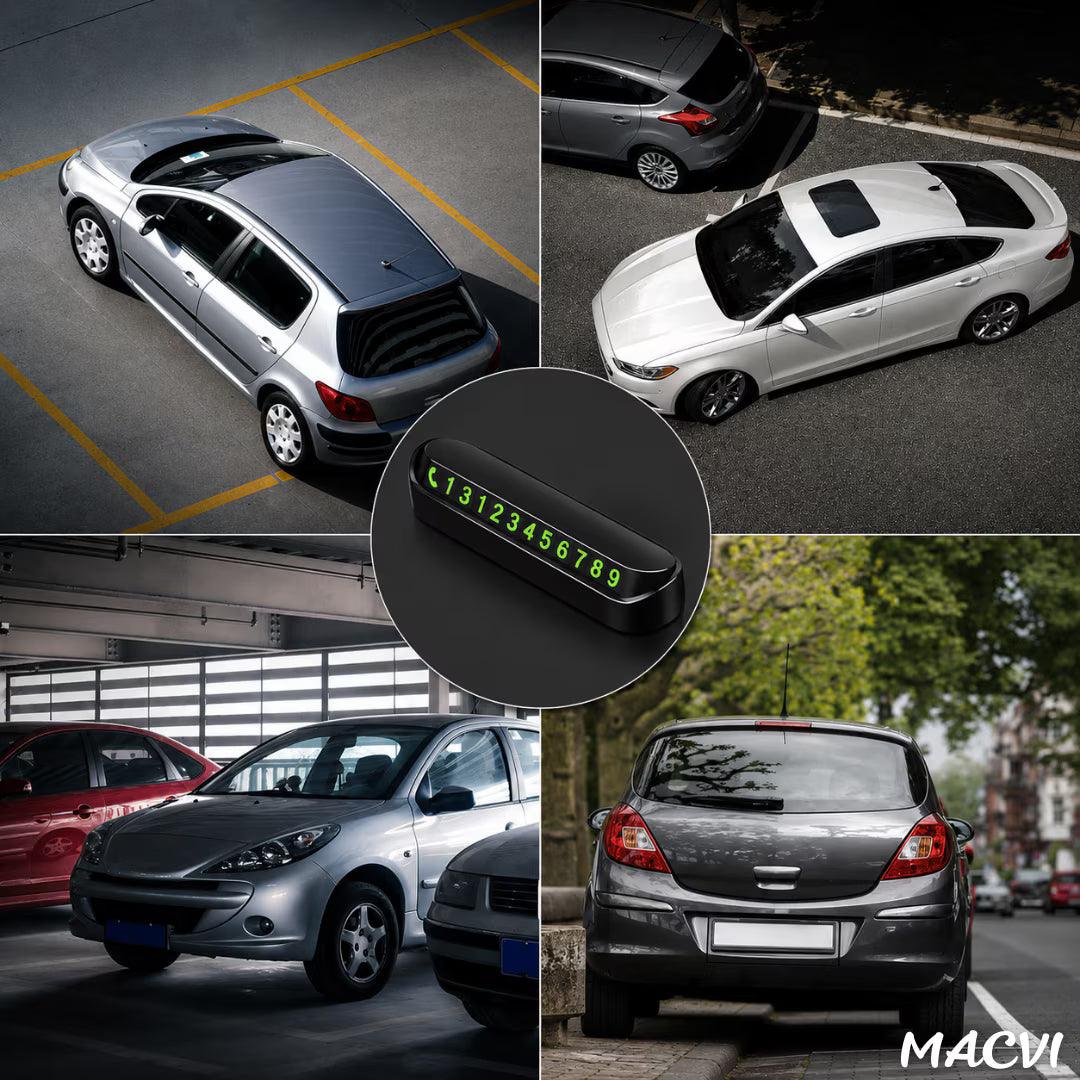 Suport Telefon Auto Retractabil Magnetic pentru Bord, cu Afișaj Număr Parcare Temporară