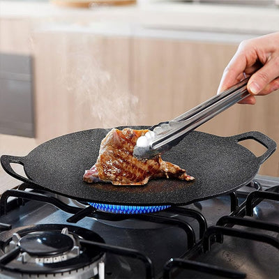Plită Rotundă Coreeană pentru Grătar Cool Mango Bbqpan | 32cm | Antiaderentă | Compatibilă cu Inducția