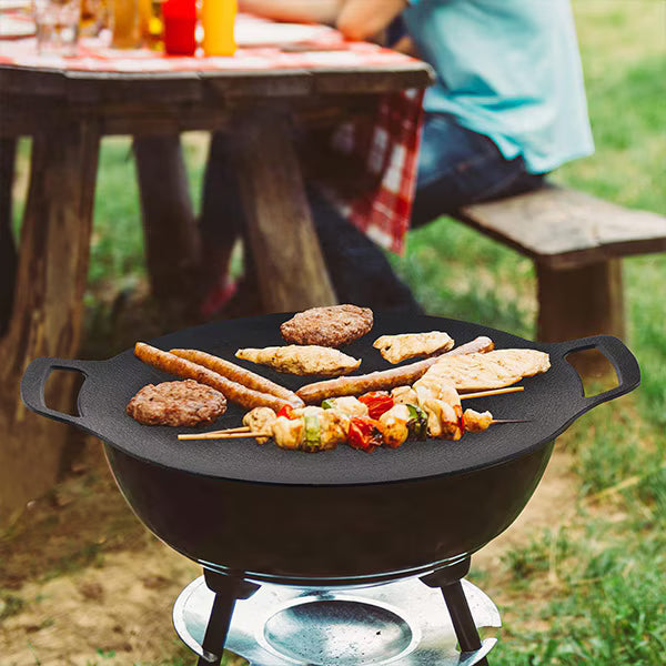 Plită Rotundă Coreeană pentru Grătar Cool Mango Bbqpan | 32cm | Antiaderentă | Compatibilă cu Inducția
