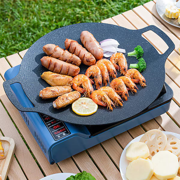 Plită Rotundă Coreeană pentru Grătar Cool Mango Bbqpan | 32cm | Antiaderentă | Compatibilă cu Inducția