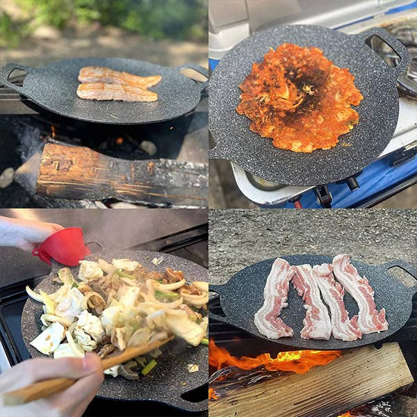 Plită Rotundă Coreeană pentru Grătar Cool Mango Bbqpan | 32cm | Antiaderentă | Compatibilă cu Inducția